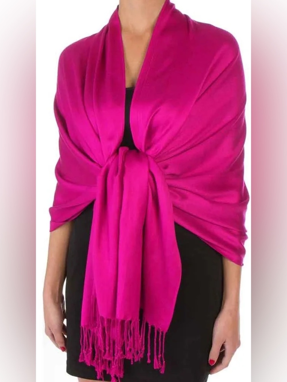 Pashmina Hot Pink/Magenta/Fuschia Fringe Scarf/Shawl